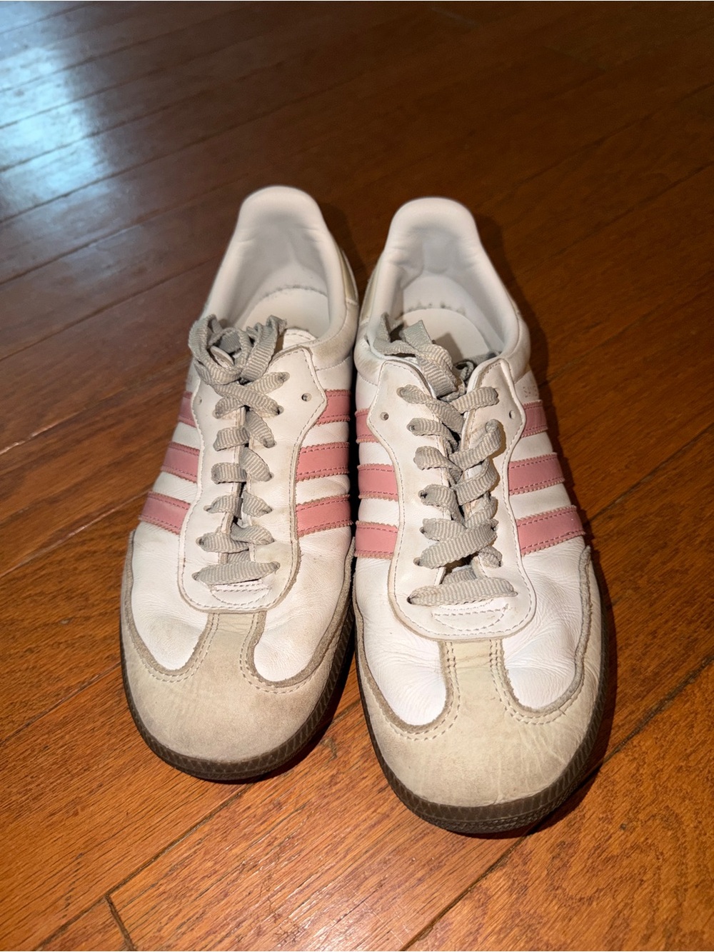 adidas sambas White Sneakers with Pink Stripes